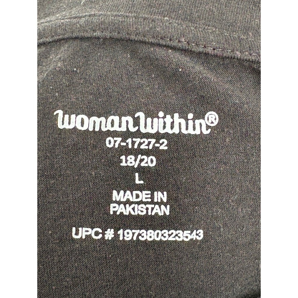 Woman Within T-Shirt Black Floral Graphic Short Sleeve Relaxed Fit L 18/20 - Picture 6 of 6